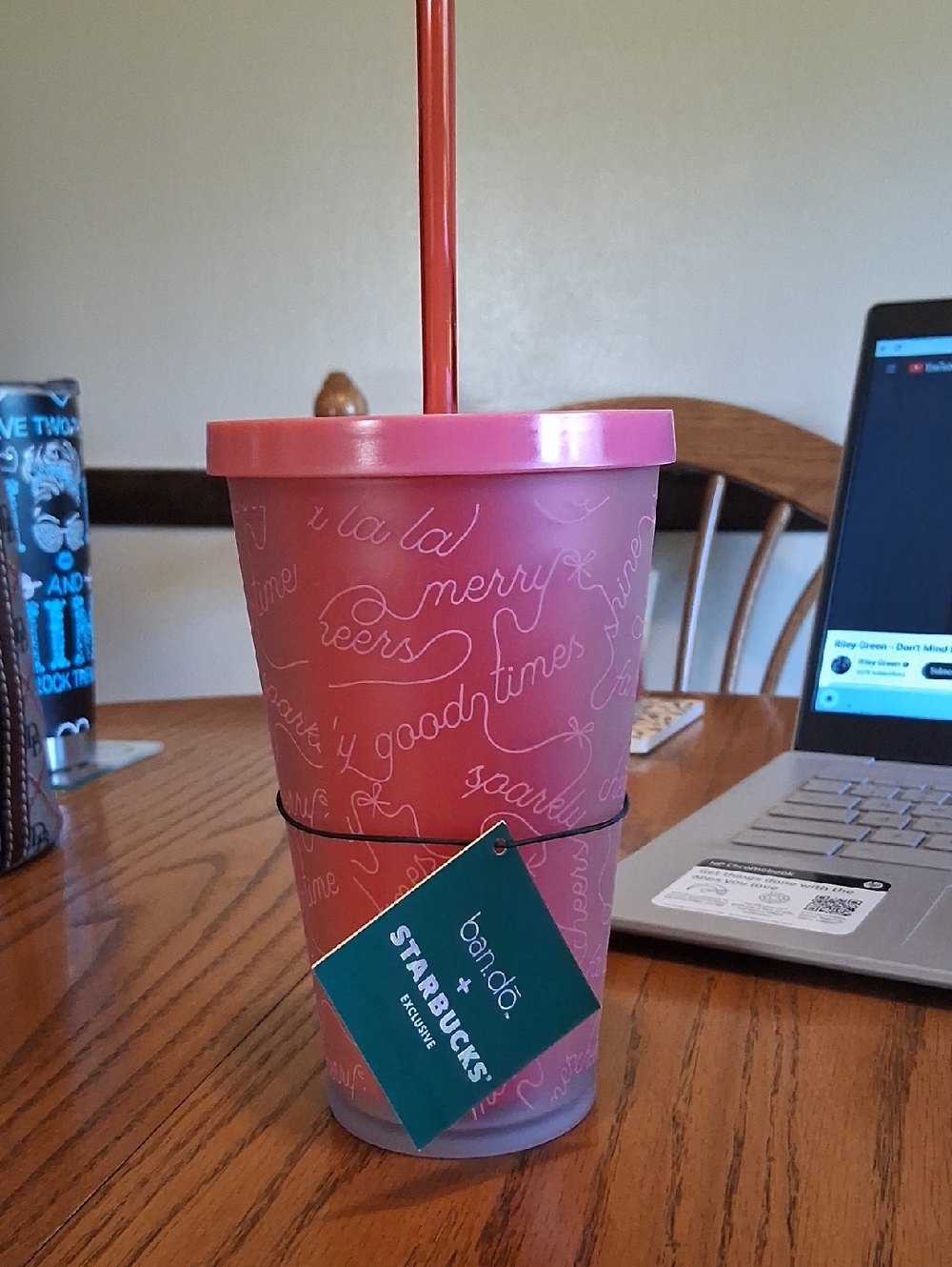 ban.do/ StarbucksCo-lab Pink Limited Edition Cold Cup with Festive Script